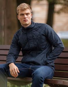 Стеганая куртка с воротником-стойкой и ромбовидным узором в темно-синем цвете French Connection