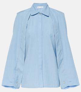 Рубашка с накидкой из натуральной шерсти Victoria Beckham, синий