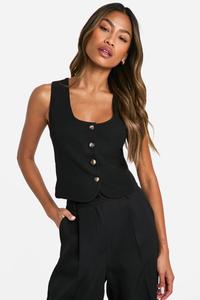 Укороченный жилет с квадратным вырезом boohoo, черный