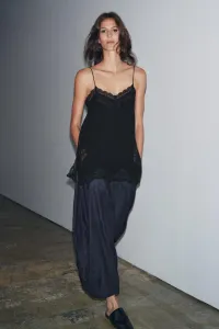 Кружевной топ-камизоль из коллекции zw Zara, черный