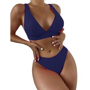 Женский бикини-комплект из двух частей, купальник для пляжа, треугольный сплошной Elitechoice, Blue