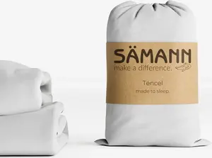 Простыня на резинке Premium Lyocell 180/200 x 200 см, белая Sämann