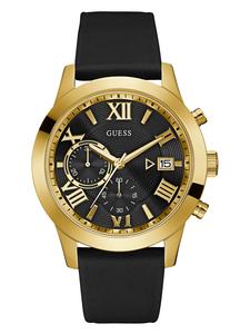 Многофункциональные часы из золота и кожи Guess Factory, черный/золотой