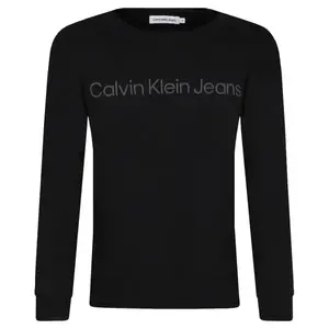 Толстовка с приподнятым верхом. флис с логотипом стандартной посадки Calvin Klein, черный
