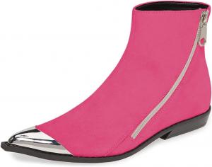Женские комфортные западные ботильоны FSJ с низким каблуком, заостренным носком и боковой молнией, повседневные рабочие туфли, размер 4-15 US, Hot Pink