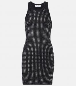 Мини-платье из хлопка с декором The Attico, черный