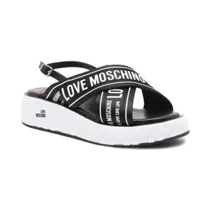 Кожаные тапочки с лентами Love Moschino, черный