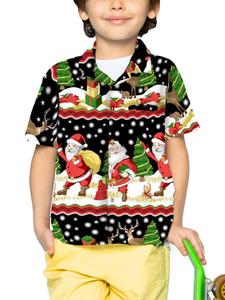 Рубашка на пуговицах классического кроя King Kameha Christmas Border Print, черный