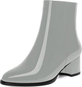 Женские лаковые вечерние ботильоны NUMALEO с молнией, круглый носок, устойчивый низкий каблук 2 дюйма