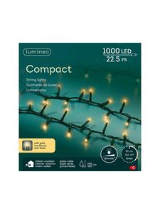 Lumineo Компактная гирлянда из 1000 светодиодов, 22,5 м, зеленый кабель цвета "мягкое золото"