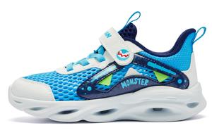 Кроссовки для дошкольников с амортизацией и износостойкостью, низкие QIAODAN, синий/белый