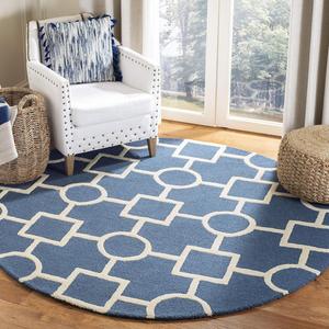 Ковер SAFAVIEH, 183 x 183 см, Cambridge Collection, Navy Blue & Ivory, ручной работы из марокканской шерсти, идеален для помещений с высокой проходимостью в гостиной, спальне (CAM143G)