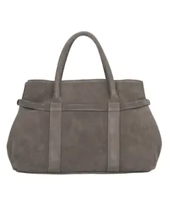 Женская сумка-тоут темно-бежевого цвета, изготовленная из натурального итальянского велюра премиум-класса. Estro, бежевый