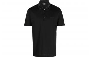 Расшитый короткий рукав поло VERSACE, черный