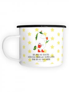 Эмалированная кружка XL Садовник-единорог с белой надписью Mr. & Mrs. Panda