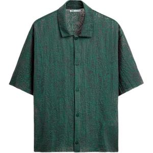 Рубашка мужская зеленая Zara, зеленый
