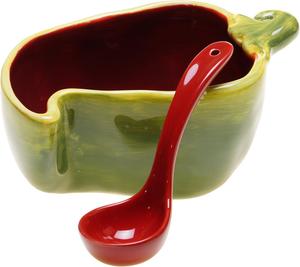 Certified International Chili Pepper 3D салатник с ложкой, 16,5 x 10,8 x 7,6 см, мультиколор