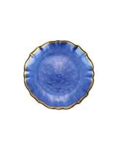 Барочная стеклянная коктейльная тарелка диаметром 6 дюймов VIETRI, цвет cobalt