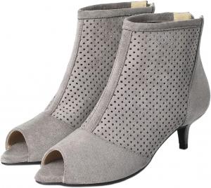 Женские ботильоны SHEMEE с открытым носком, каблук-лодочка, искусственная замша, вырезы, высокие летние сандалии с задней молнией, Grey