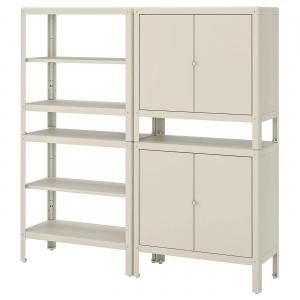 Стеллаж с 2 шкафами KOLBJÖRN IKEA, 161x37x161 см, бежевый