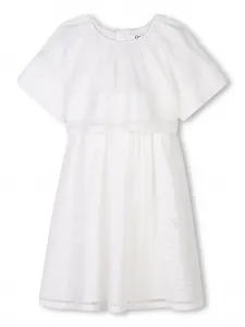 Платье с английской вышивкой Chloé Kids, белый