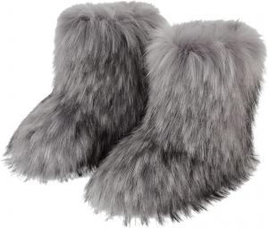 Женские сапоги FUNCOS из искусственного меха, теплые, пушистые, для зимних и хэллоуинских костюмированных вечеринок, Grey
