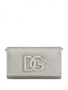 Сумка через плечо с кристаллами Dolce & Gabbana, серый