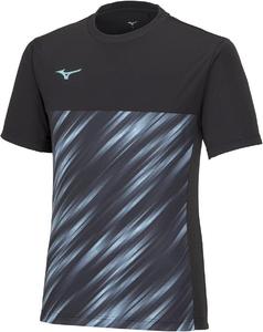 Футбольная форма Mizuno P2MAA045, футболка с графическим принтом Solar Cut, короткий рукав, материал Solar Cut, черный/бирюзовый