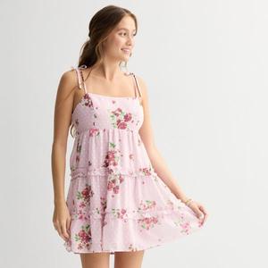 Мини-платье с ярусами для девушек Live To Be Spoiled, цвет pink floral