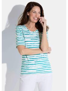 GOLDNER Короткий размер: Футболка цвета бензина / белого / с узором