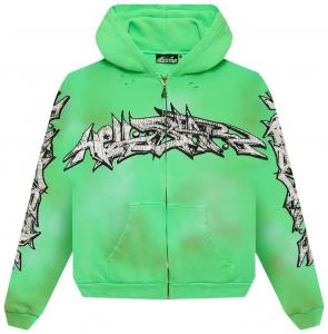Худи Hellstar Graffiti Zip-Up Hoodie 'Green', зеленый