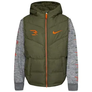Детская куртка 3Brand x Nike Pregame, зеленая, с длинными рукавами, капюшоном и полной застежкой-молнией, RED107