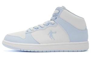 Кроссовки QIAODAN Skateboarding Shoes Women's High-top Ivory/Dream Blue, белый
