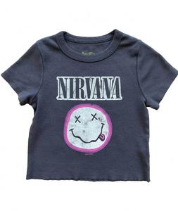 ROWDY SPROUT Футболка Girls Nirvana Smiley Fitted Tee черного цвета