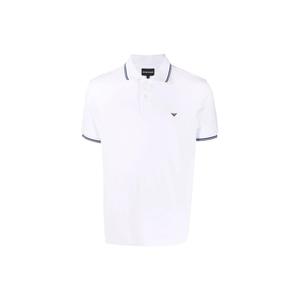 Поло с коротким рукавом и принтом логотипа EMPORIO ARMANI, белый
