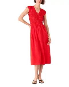 Платье миди с присборенным лифом для невысоких девушек Whistles, красный