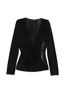 Топ с драпировкой и вставками KARL LAGERFELD, черный