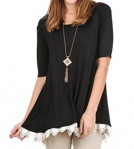 Черный топ с кружевной отделкой, шнуровкой и завязками Umgee