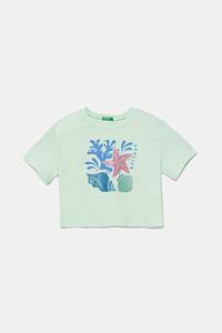 Детская хлопковая футболка United Colors Of Benetton, зеленый