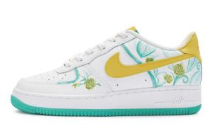 Кроссовки для скейтбординга Air Force 1 женские низкие желтые/зеленые/белые Nike