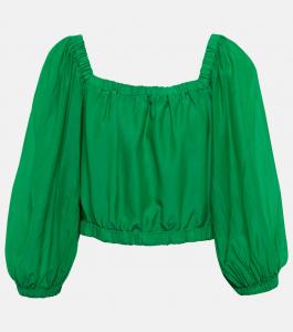 Топ из хлопка и шелка Velvet, Emerald