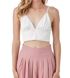 Топ из атласа Brami со стразами белого цвета Mustard Seed