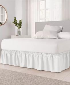 Эластичная юбка с рюшами вокруг кровати высотой 15 дюймов CGK Unlimited, белый