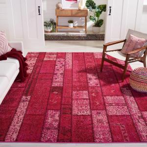 Ковер SAFAVIEH, 275 x 366 см, Monaco Collection PinkMulti MNC216D Modern Patchwork Distressed Non-Shedding для гостиной, спальни, столовой, домашнего офиса