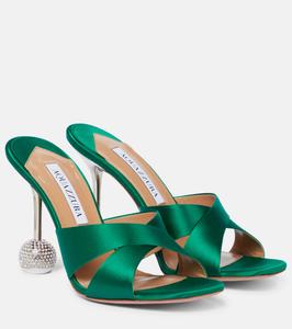 Атласные босоножки Yes Darling 95 Aquazzura, Emerald