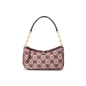 TORY BURCH Сумка через плечо T Monogram Chenille Studio цвета claret/new cream