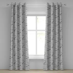 Шторы-люверсы ABAKUHAUS Urban, современная иллюстрация европейского стиля, зарисовка из жизни сотрудников здания, декоративные двухпанельные шторы, 280 см x 245 см, цвет: белый/черный Abakuhaus