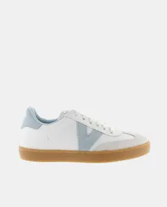 Женские спортивные кроссовки с контрастными вставками из нубука Victoria, небесно-голубой