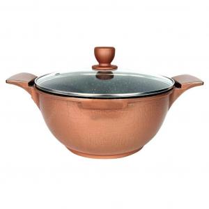 Кастрюля Казань с антипригарным мраморным покрытием Ø20см литой алюминий Казань индукционная МЕДЬ Rukauf