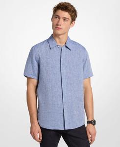 Мужская льняная рубашка с острым воротником Michael Kors, Marine blue